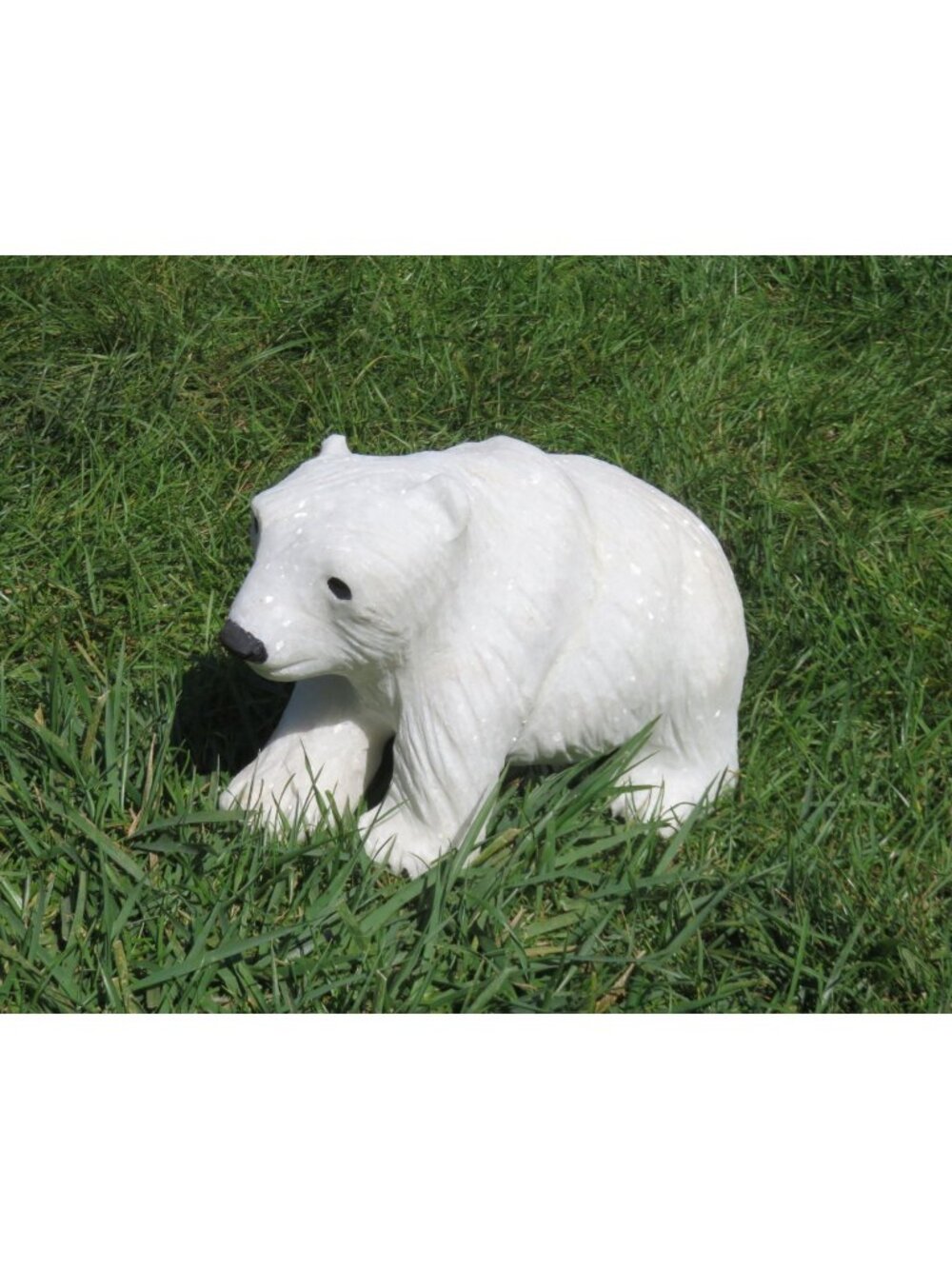 White Stone Polar Bear Cub Hand Carved Shona Sculpture From South Africa
